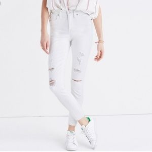 Madewell 9" High Rise Skinny Crop Raw Hem Jeans 28 White